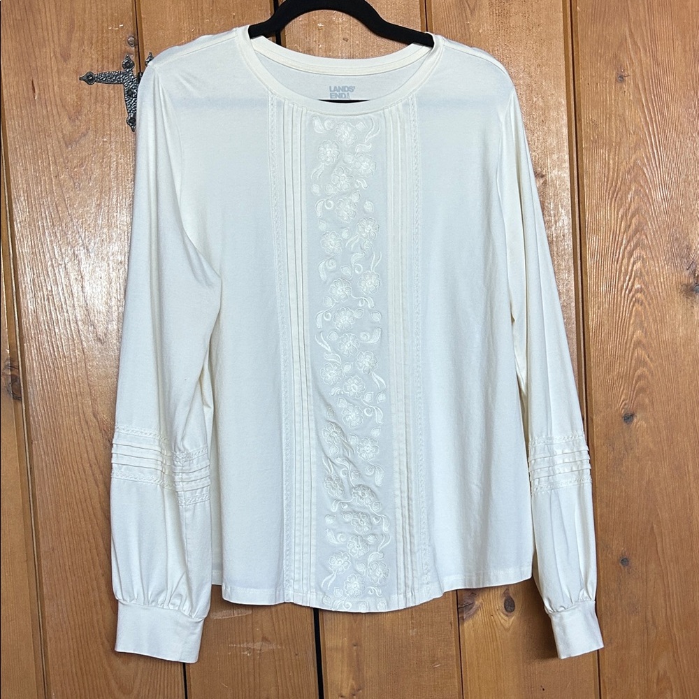 Cream Floral Cotton Top